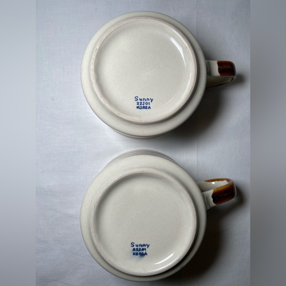 Vintage Sunny Korea 22201 Stripe Coffee Tea Soup 12 oz Mugs - Set of 2 - Picture 3 of 3